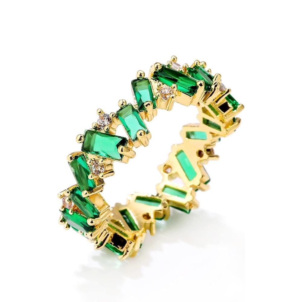 Emerald Green Cubic Zirconia Cocktail Statement Ring | Old Money Gift | Size 8